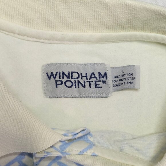 Windham Pointe Polo Shirt Men’s L Blue White Patterned Short Sleeve Cotton Blend - Picture 3 of 6